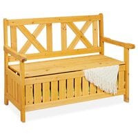 relaxdays Holz-Gartenbank mit Stauraum natur