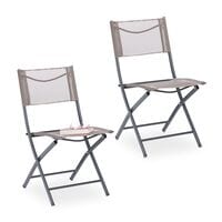 relaxdays 2er-Set Gartensthle klappbar braun-grau