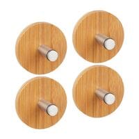 relaxdays 4er-Set Handtuchhaken selbstklebend natur/silber