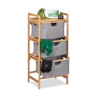 relaxdays Wschesortierer Bambus mit 3 Fchern 96 x 44 x 34,5 cm