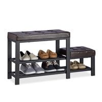 relaxdays Schuhbank mit Hocker dunkelbraun