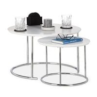 relaxdays 2er-Set Beistelltisch wei