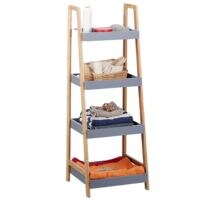 relaxdays Badregal Bambus mit 4 Ablageflchen 98 x 36 x 34,5 cm natur/grau