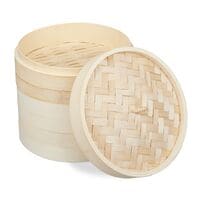 relaxdays Bambus Dampfgarer auf 3 Etagen 24 cm