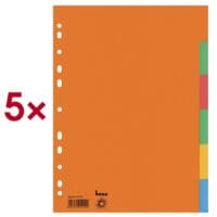 5x bene Register, A4, blanko 6-teilig, mehrfarbig, Karton