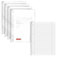 5x Collegeblock Brunnen Student Premium White A4 liniert, 80 Blatt