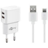 goobay Ladekabel mit Adapter 2 x USB A 1 m