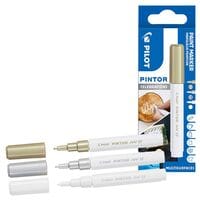 Pilot Kreativmarker Pintor Celebrations 1 mm 3 Stck wei, gold, silber