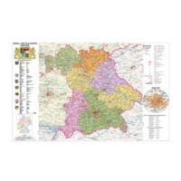 STIEFEL eurocart Landkarte Bayern politisch mit Postleitzahlen 95 x 61 cm