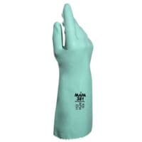 1 Paar Chemie-Handschuhe Ultranitril 381 Nitril mit Baumwollstrick, Gr��e XL gr�n