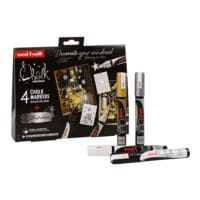 uni-ball Kreidemarker-Set Weihnachtsbox SCANDI 4 Kreidemarker / 1 Poster DIN A3 wei / gold / silber / schwarz
