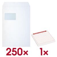 OTTO Office 250 Versandtaschen C4 100 g/m mit Fenster inkl. Haftnotizblock Nicht vergessen! 100 x 100 mm