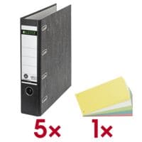 5x Doppelordner 2x A5 quer LEITZ 1092 breit, Wolkenmarmor inkl. Trennstreifen