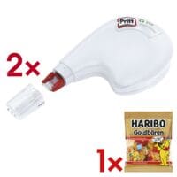 2x Pritt Einweg-Korrekturroller Eco Flex 4,2 mm / 10 m inkl. Fruchtgummi �Goldb�ren�