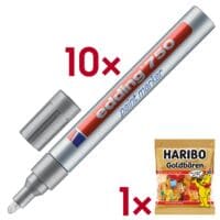 Edding 10x Lackmarker �750� inkl. Fruchtgummi �Goldb�ren�