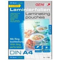 25x GENIE 25 Stck Laminierfolien A4 125 mic glnzend