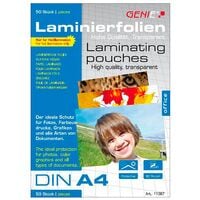 50x GENIE 50 St�ck Laminierfolien A4 80 mic gl�nzend