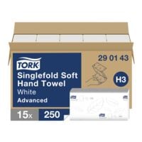 Papierhandtcher Tork H3 Advanced 2-lagig, wei, 22,6 cm x 23,0 cm aus Recyclingpapier mit Zick-Zack-Falzung