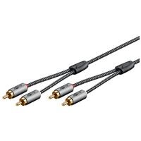 goobay Audio-Kabel Cinch silber / schwarz 1 m