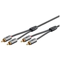 goobay Audio-Kabel Cinch silber / schwarz 2 m