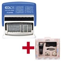 Colop Datum- und Wortbandstempel �S120/WD� inkl. Tattoostempel �LaDot Set Stern und Blume klein�