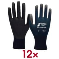 NITRAS&reg; Arbeitshandschuhe 8815 Flexible Fit MF Gr��e 7 Spezial-Stretch-Strick mit Nitril-Mikroschaum-Beschichtung blau / schwarz 12 Paar