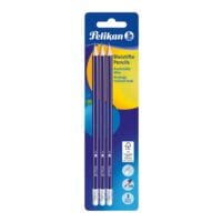 3x Holzbleistift Pelikan, HB, mit Radiergummi