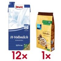 MUH 12er-Pack haltbare Milch �H-Vollmilch 3,5% Fett� inkl. M�sli �Schoko� 1,7 kg