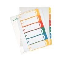 LEITZ Register 1292, A4 berbreit, 1-6 6-teilig, mehrfarbig, Kunststoff