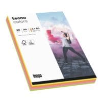 Farbiges Druckerpapier A4 Inapa tecno Rainbow / tecno Colours - 200 Blatt gesamt, 80 g/m²