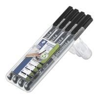 STAEDTLER Universalstift 4er-Pack Lumocolor permanent (4 Strichbreiten) - Keil- und Rundspitze, Strichstärke 0,4  - 2,5 mm (F/S/M/B)