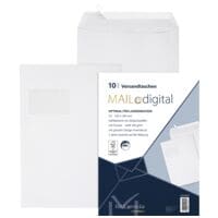 Mailmedia 10 Laserbedruckbare Versandtaschen Maildigital, C4 mit Fenster