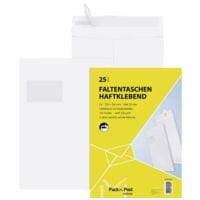 Mailmedia 25 Faltentaschen mit Steh-/Klotzboden, C4 120 g/m² mit Fenster