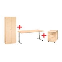 HAMMERBACHER Möbel-Set »O-Line« 3-teilig, Schreibtisch mit C-Fuß
