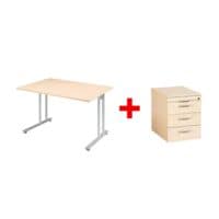 Geramöbel Möbel-Set »Lissabon« 2-teilig, Schreibtisch mit C-Fuß und Standcontainer breit