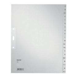 LEITZ Register 1201, A4 überbreit, A-Z 20-teilig, grau, Recycling-Tauenpapier LEITZ Register 1201, A4 überbreit, A-Z 20-teilig, grau, Recycling-Tauenpapier