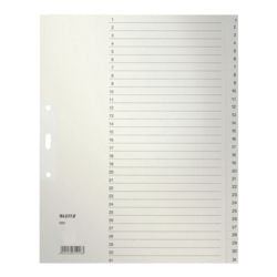 LEITZ Register 1231, A4 �berbreit, 1-31 31-teilig, grau, Recycling-Tauenpapier