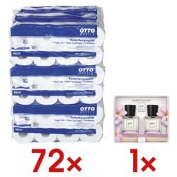 OTTO Office Toilettenpapier Standard 3-lagig, weiß - 72 Rollen (9 Pack à 8 Rollen) inkl. Geschenk-Set Raumduft »ipuro flower bowl«