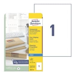 Avery Zweckform Transparente Versand-Etiketten J8567-25 DIN A4 Inkjet