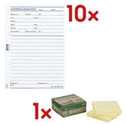 OTTO Office 10x Formularvordrucke �Gespr�chsnotiz� inkl. 3-er Pack Haftnotizblock �Recycling Notes� 7,5 x 7,5 cm