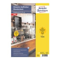 Avery Zweckform 12er-Set Hinweis-Aufkleber Ø20 cm »Mundschutz« 49404