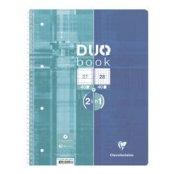 Clairefontaine Collegeblock DUO A4+ kariert und liniert, 80 Blatt, mit Innen- und Auenrand