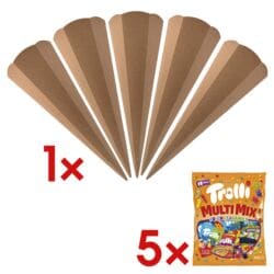folia 5er-Pack Rohlinge für Schultüten 68 cm inkl. 5x Fruchtgummi Multi Mix »Friends & Family« 430 g