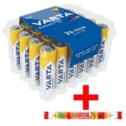 Varta 24er-Pack Batterien Energy Mignon / AA / LR03 inkl. Fruchtgummi Mega Roulette 45 g