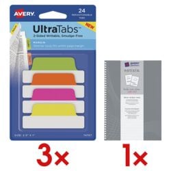 3x Avery Zweckform Haftmarker UltraTabs - Neon, Papier inkl. Notizbuch Notizio