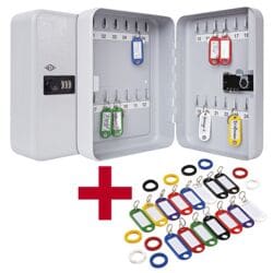 Wedo 24er Schl�sselkasten mit mech. Zahlenschloss inkl. 25er-Pack Schl�sselanh�nger und Kennringe, sortiert