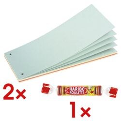 Trennstreifen Herlitz, Recycling-Karton Rechteck 24/10,5 cm, 80 Stück, inkl. Fruchtgummi »Roulette« Trennstreifen Herlitz, Recycling-Karton Rechteck 24/10,5 cm, 80 Stück, inkl. Fruchtgummi »Roulette«