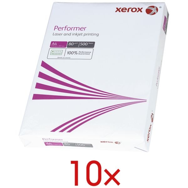 10x Kopierpapier A4 Xerox Performer - 5000 Blatt gesamt, 80g/qm