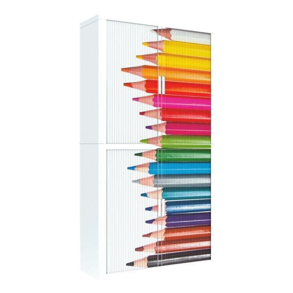 easyOffice Rollladenschrank Buntstifte (3076C) abschliebar, 110 x 204 cm
