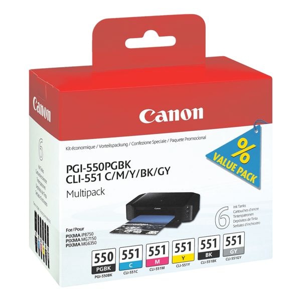 Canon Tintenpatronen-Set »PGI-550PGBK & Bei CLI-551BK/C/M/Y/GY« günstig OTTO Office 